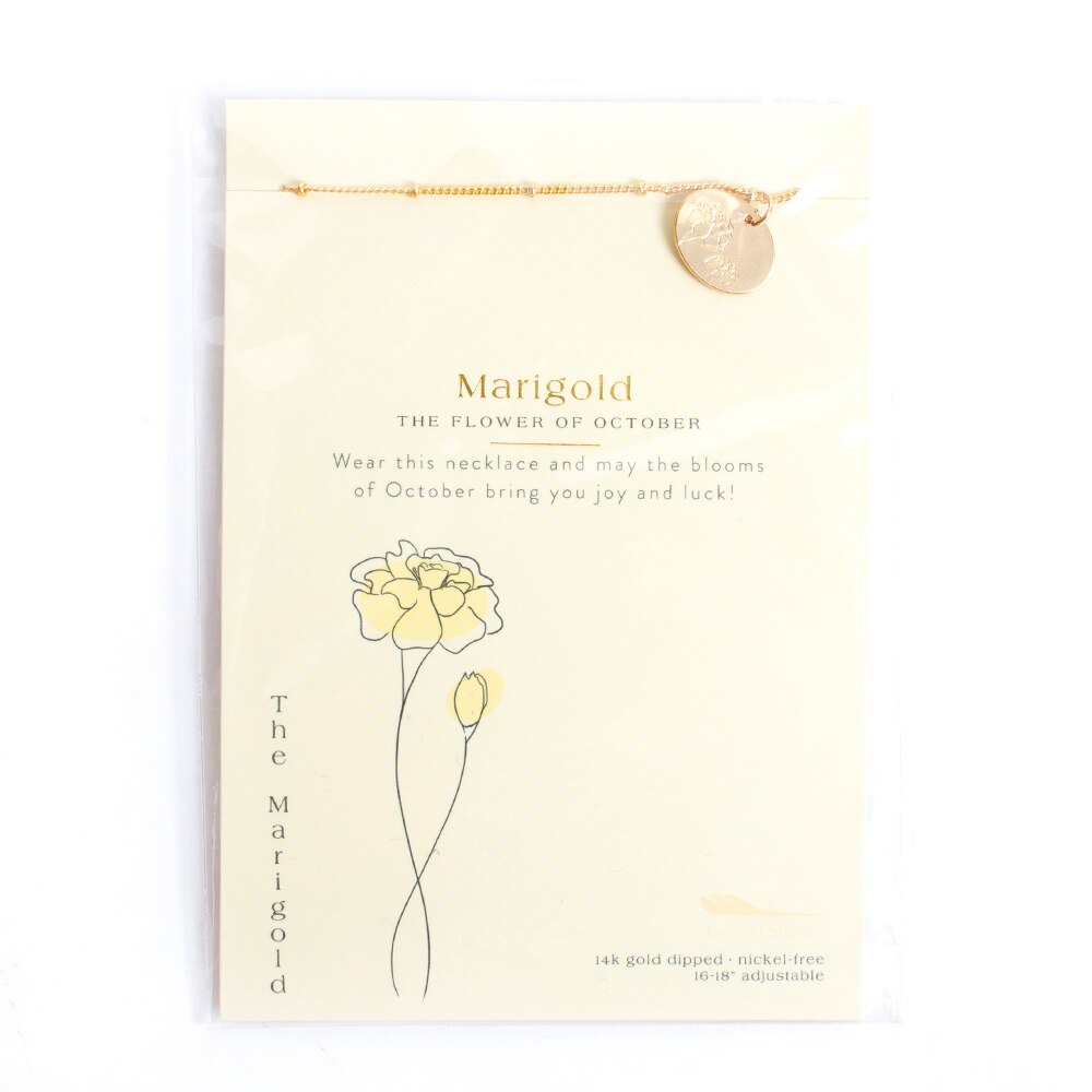 Lucky Feather, Birth Month, Necklace, October, Marigold